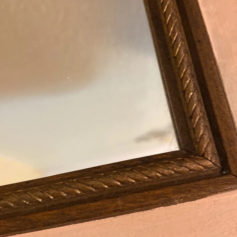 Finished Lin. Print Title Mirror with Surrounding Scallop and Braided Design